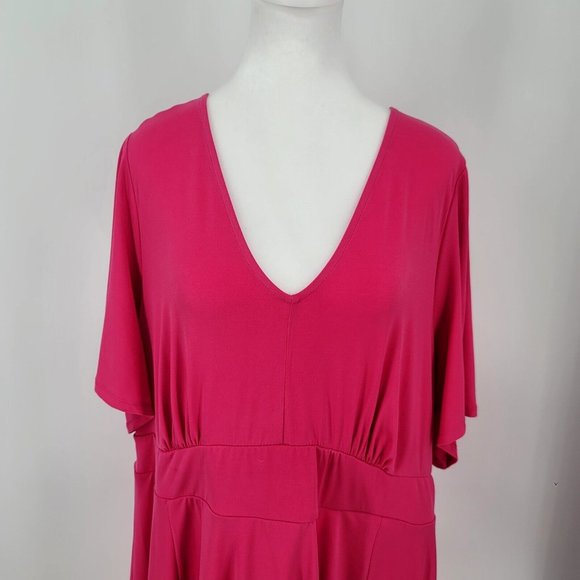 Torrid Pink V-neck Short Flutter Sleeves Skate Dress Women's Size 3X NEW - Picture 3 of 9